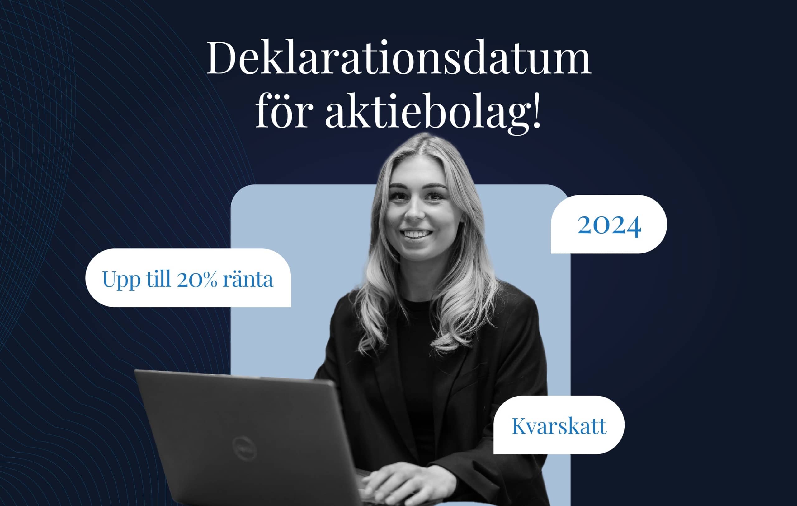 En yrkeskvinna vid en dator som arbetar med deklaration och deklarationsdatum för aktiebolag.